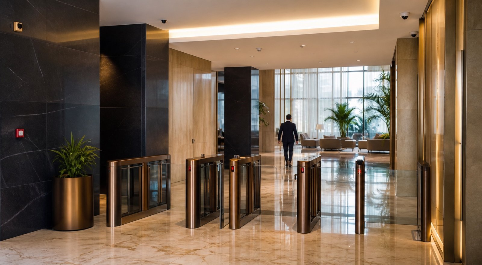 Contrôle d'accès intégré dans un hall premium